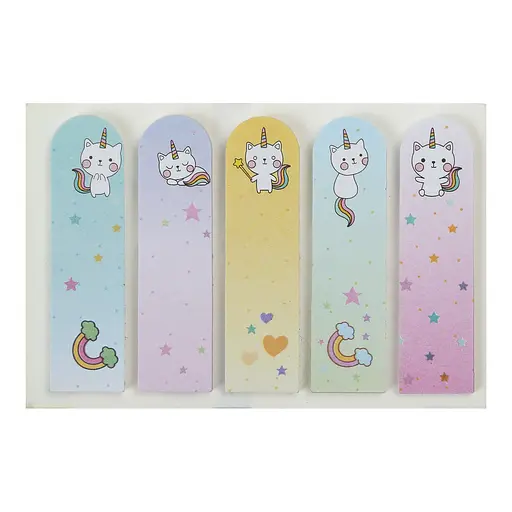 Закладки паперові Catycorn KIDS Line, з клейким шаром, 44x12 мм, 5 дизайнів по 20 аркушів, 2 шт. в упаковці