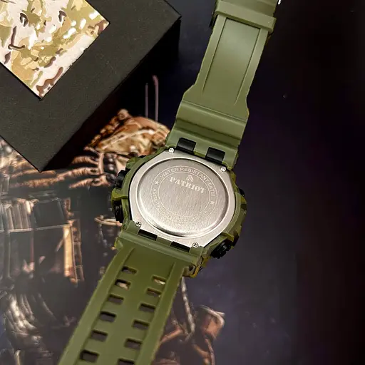 Наручний годинник чоловічий 003CMGRUASI Тризуб срібло Зелений камуфляж + Коробка. Patriot acs0031059 - фото 5
