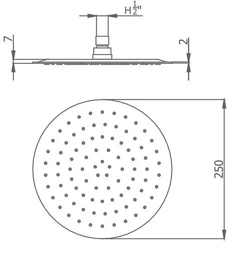 Верхній душ GRB Hydro 05020002, Хром - фото 2