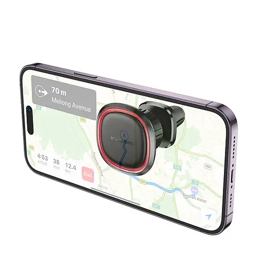 Автотримач для телефона BOROFONE BH124 Roman magnetic car holder (air outlet) Black and Red - фото 3