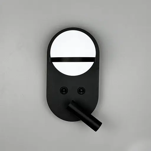 Бра на 2 вимикачі у чорному корпусі із білим плафоном та спотом | Арт. W 207/2 BK | Line F - фото 7