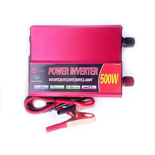 Автомобільний інвертор Solar Power Inverter Aton 007 c 12V на 220V 500W модифікована синусоїда Red, 1 розетка, 1 USB (11030)