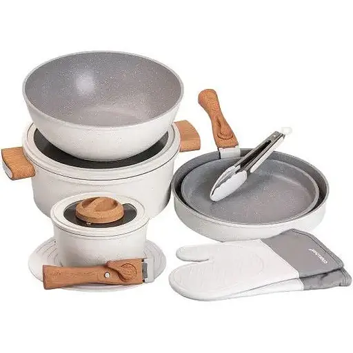 Набір посуду  Yiwu Elamina з антипригарним покриттям 11 предметів білий HP-4-405