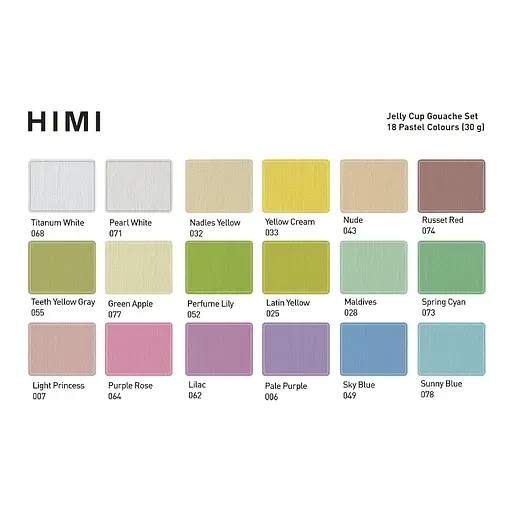 Набор гуашевых красок Jelly Cup 18×30 мл Пастельные фиолетовый пластиковый пенал HIMI - фото 2