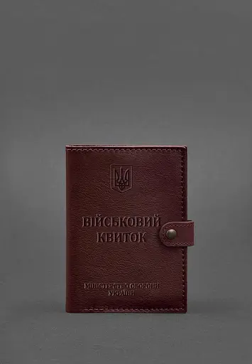 Кожаная обложка-портмоне для военного билета 15.0 бордовая - фото 2
