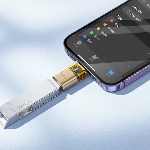 Адаптер перехідник Hoco UA36 Lightning to USB золотистий - фото 2