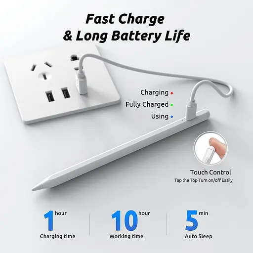 Стилус Zspeed 6Gn, сумісний з iPad Apple, стилус для сенсорного екрану, ємнісний стилус, що перезаряджається - фото 9