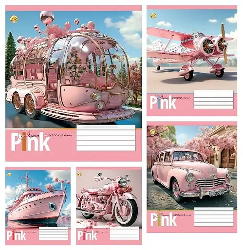 Зошити учнівські 48 аркушів клітинка Тверда 41510 РОЖЕВА, 10 шт. в упаковці