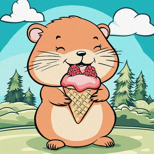 Набор для росписи по номерам для детей 5+ Лето. Хомячок с мороженым, Ideyka, 25x25 см, КНО1256