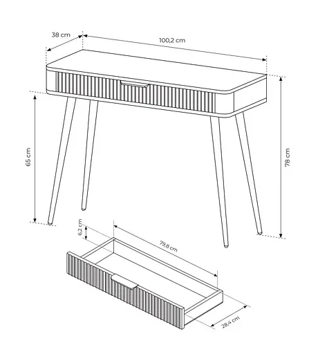 Стіл туалетний Perfect Home Ланте / Lante 1S/100 з 1 шухлядою і золотими ніжками Беж (PFH-091169) - фото 3