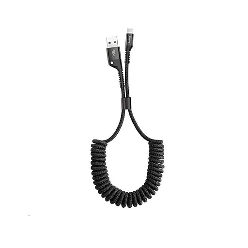 Кабель Baseus Fish eye Spring Data Cable Lightning 1m Black - фото 1