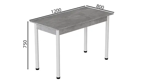 Стол кухонный Ferrum-decor Бенита 75x120x80 Белый ДСП Бетон 16мм (FRD-105570) - фото 4