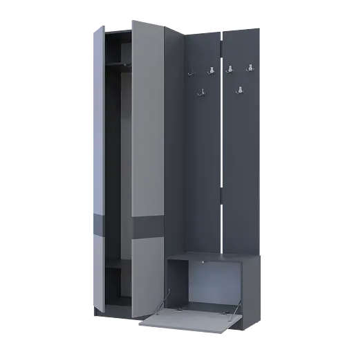 Передпокій Сола 1+3 Doros Графіт/Сірий ДСП 120х40х215 (42005152) - фото 12