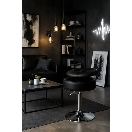 Кресло табурет вращающееся Costway Meri с местом для хранения черный - фото 6