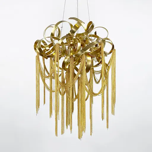 Роскошная подвесная круглая люстра с подвесами в виде цепочек Line.F Md 6011-600 GD - фото 4