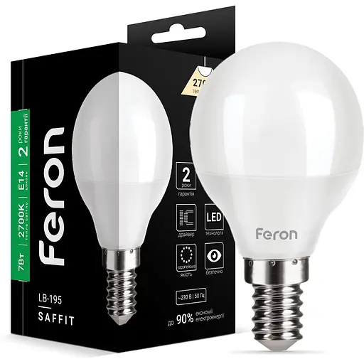 Світлодіодна лампа Feron LB-195  P45 230V 7W E14 2700K (25813)