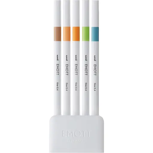 Набор лайнеров Uni Emott Fine Line Nature Color 0.4 мм 5 цветов (PEM-SY/5C.06NC) - фото 2
