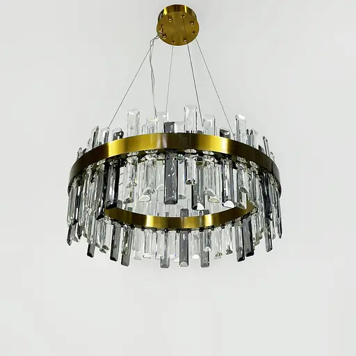 Підвісна кільцева люстра із кришталем у латунному корпусі Ø 60 см | Арт. MJ 210-600 AB | Line F - фото 3