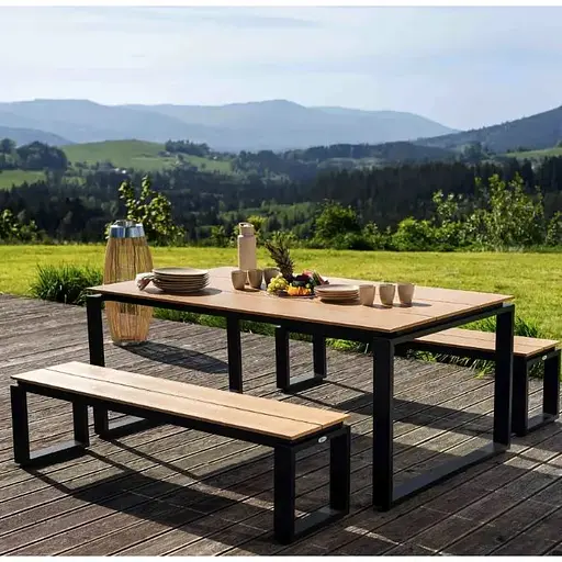 Набор садовой мебели Di Volio Trento стол + 2 скамейки бежевый - фото 2