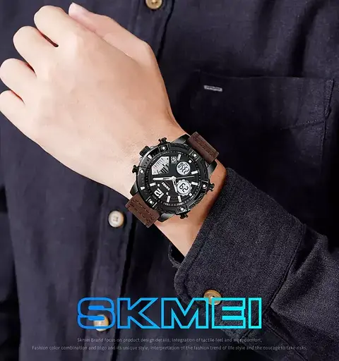 Чоловічий наручний годинник Skmei 1618 (Коричневий) - фото 5