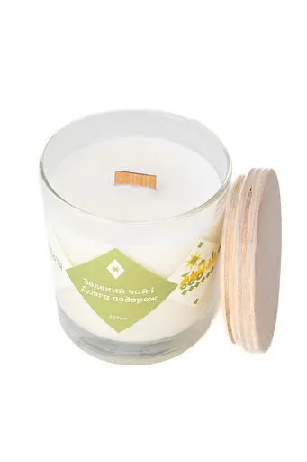 Свеча Зеленый чай и долгое путешествие 250 мл 30 ч Стандартные Соевый воск - фото 2