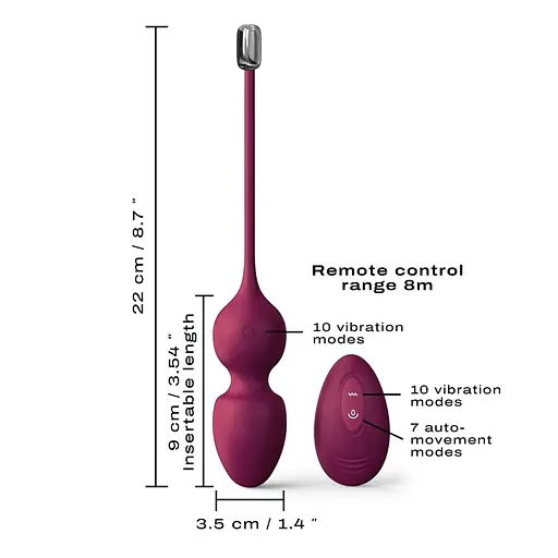 Вагінальні кульки Dorcel Love Balls Plum, вібрації і рухи внутрішньої кульки, пульт ДУ - фото 6