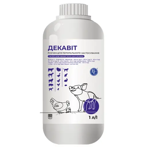 Комплексний полівітамінний розчин Декавіт оральний препарат для тварин та птиці 1 л - фото 1