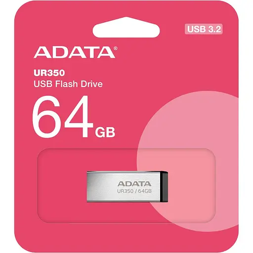 Флеш-накопичувач Adata Flash 64Gb USB 3.2 UR 350 Silver/Black (UR350-64G-RSR/BK) - фото 4