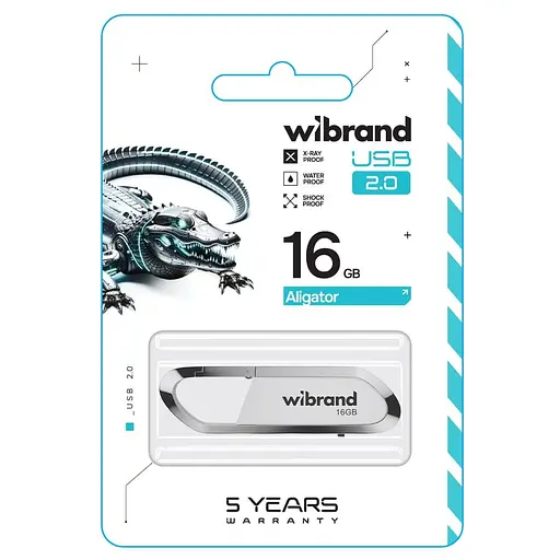 Флеш-накопичувач Wibrand USB 2.0 Aligator 16Gb білий - фото 2