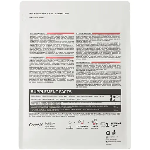 Креатин OstroVit Creatine Monohydrate Кавун 500 г - фото 2