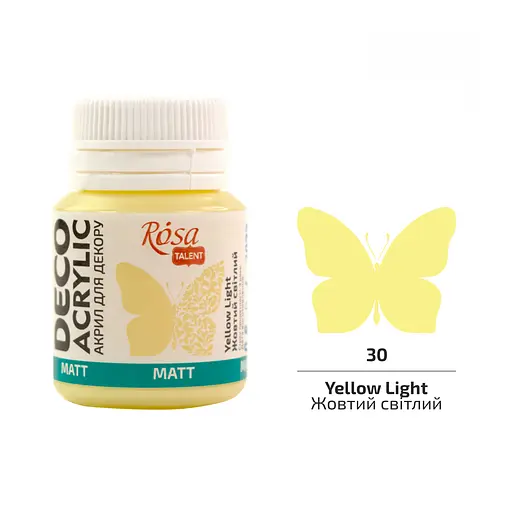 Акрил для декору Жовтий світлий (30) матовий 20 мл Rosa Talent - фото 1