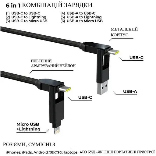 Кабель Rolling Square in Charge XL 30 см чорний (XLS01R) - фото 3