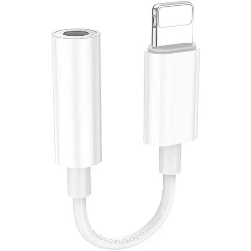 Кабель-перехiдник Borofone BV21 Genuine iP to 3.5 digital audio converter білий