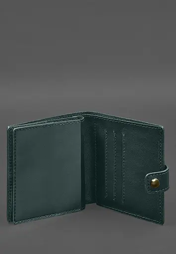 Кожаная обложка-портмоне для военного билета офицера запаса (широкий документ) Зеленый - фото 6