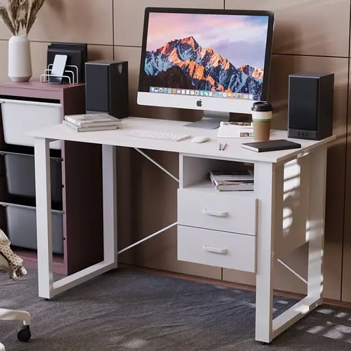 Письмовий стіл із ящиками Ferrum-decor Оскар 750x1400x600 метал Білий ДСП Біле 16 мм (FRD-103241)