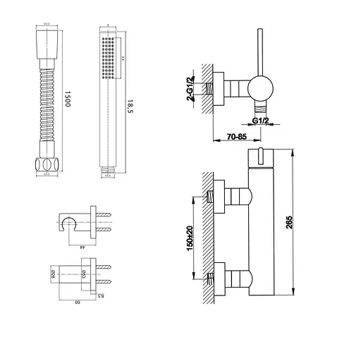 Смеситель для душа Kohlman Dexame chrome настенный KPL-QW120D Хром - фото 2