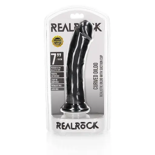 Фалоімітатор RealRock Realistic 7" 18 см (чорний) - фото 5