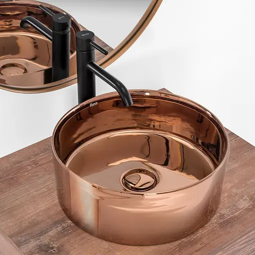 Умивальник Rea Ida rose gold накладний рожеве золото REA-U7401, Золотий - фото 3