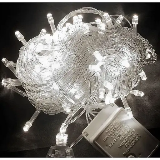 Новогодняя гирлянда на прозрачной проволке 300 лампочек 18 м Белый свет - фото 1