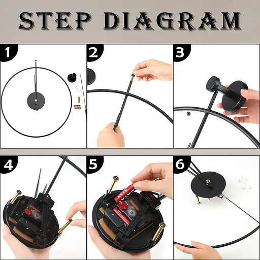 Бесшумные металлические настенные часы для гостиной, спальни, кабинета, офиса 50 см - фото 4