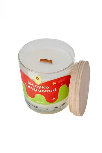 Свічка Яблуко в карамелі 250 мл, 30 год Стандартні (250мл) Соєвий віск - фото 2