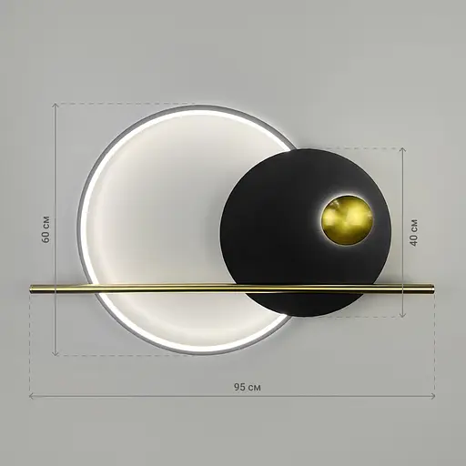 Бра у сучасному чорно-латунному корпусі 95х60 см Арт. WB46-950 Line F - фото 6