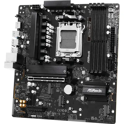 Материнська плата ASRock A620AM PRO-A (AM5/A620A, 4xDDR5, PCIex16, HDMI, 2xSATA, 3xM.2, 2.5GLan, 8ch, mATX) - фото 3