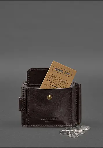 Кожаное портмоне 13.1 зажим с хлястиком темно-коричневый краст - фото 8