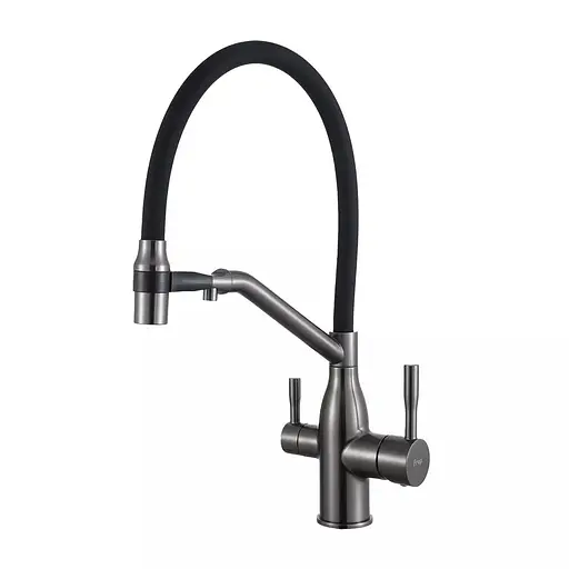 Смеситель для кухни под фильтр с гибким изливом Frap F4397-9 Графитовый хром - фото 1