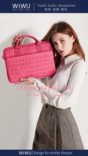 Сумка для ноутбука Wiwu Cosmo Laptop Slim Bag 13.3 Hot pink темно-розовый - фото 3
