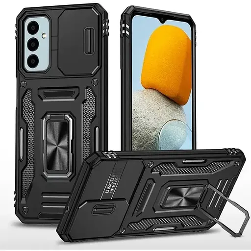 Чехол ударопрочный Epik Camshield Army Ring для Samsung Galaxy A24 4G Черный/Black - фото 1