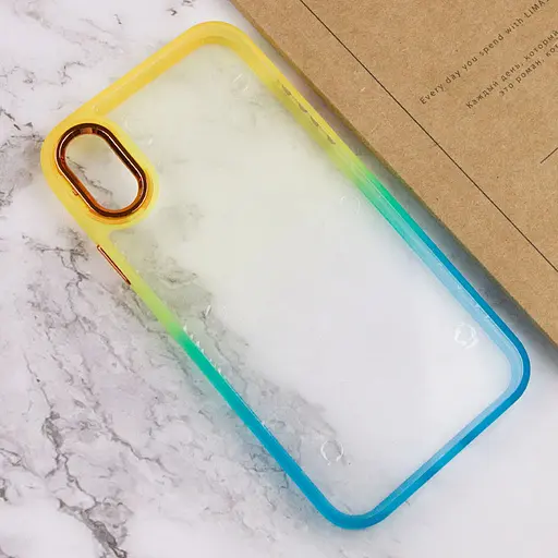 Чехол TPU+PC Fresh sip series для Apple iPhone XS Max 6.5 Бирюзовый/Оранжевый - фото 3