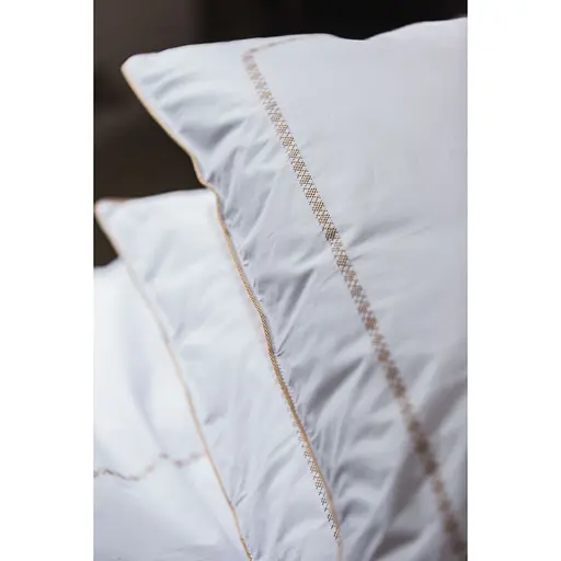 Комплект постільної білизни Ecotton Premium євро перкаль вишивка з бежевим кантом (25144) - фото 5