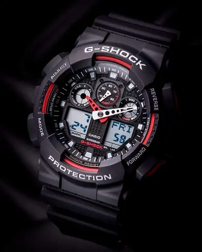 Часы мужские ударопрочные наручные оригинальные Япония Casio G-Shock GA-100-1A4ER с полимерным ремешком - фото 4